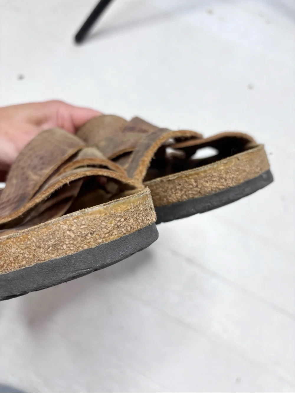 Birkenstock Lugano Rustic Oiled Leather Criss Cross Sandals Brown Size 45 Reg